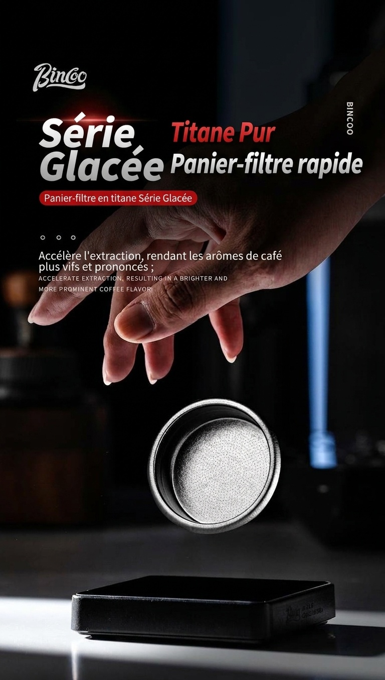 Filtre à espresso Bincoo en titane 58,5 mm | Argent, Bleu, Or