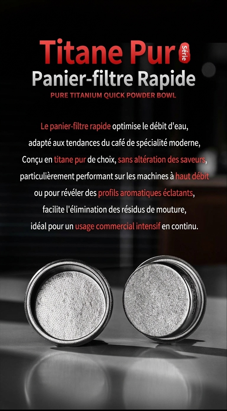 Filtre à espresso Bincoo en titane 58,5 mm | Argent, Bleu, Or