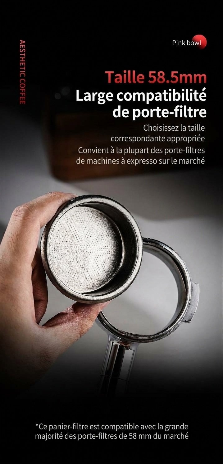 Filtre à espresso Bincoo en titane 58,5 mm | Argent, Bleu, Or