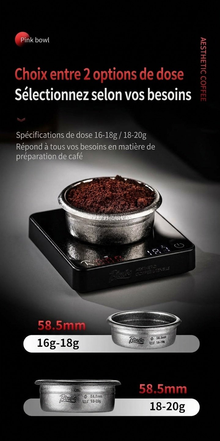 Filtre à espresso Bincoo en titane 58,5 mm | Argent, Bleu, Or