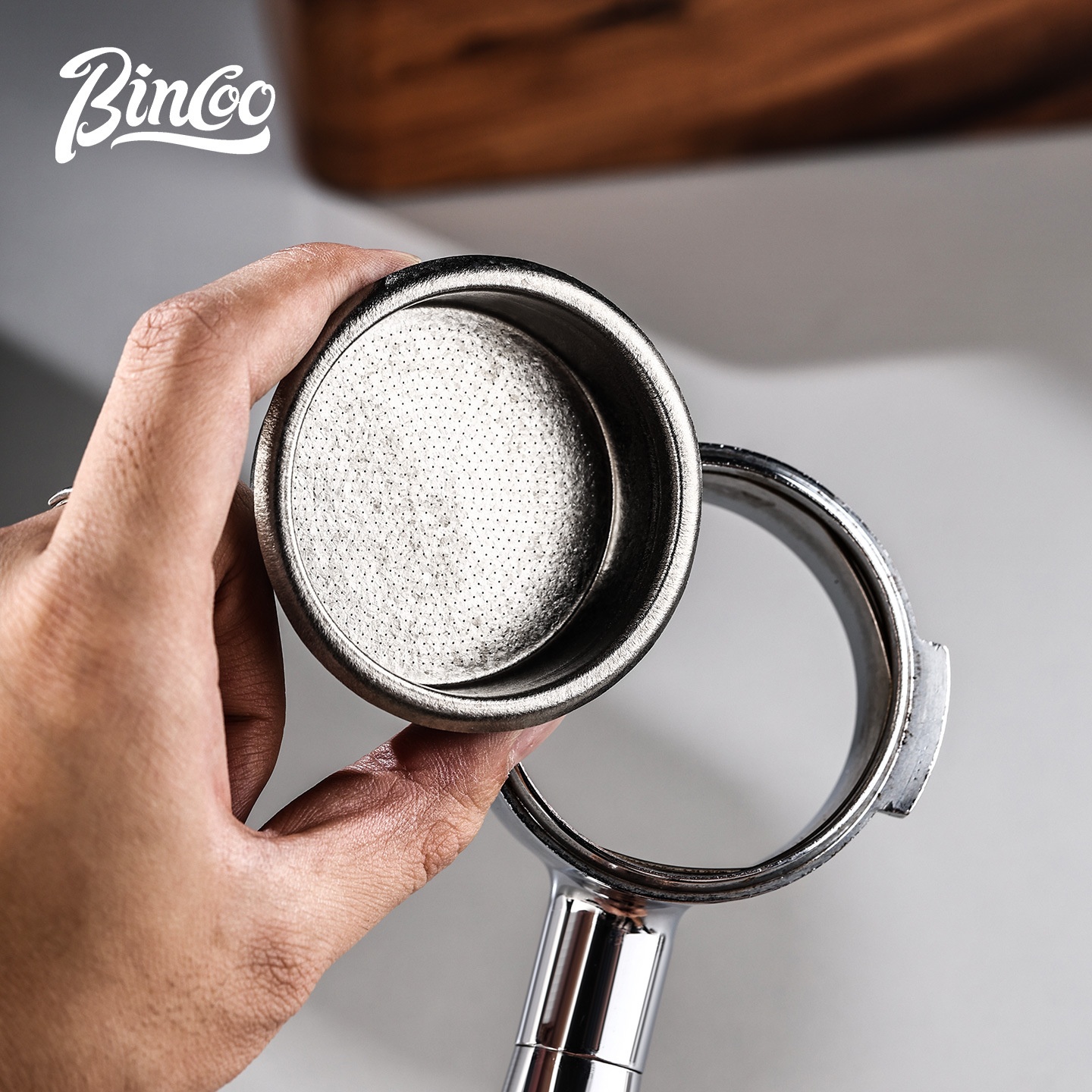 Bincoo 58.5mm Titanium Espresso Filter Basket | Silver, Blue, Gold