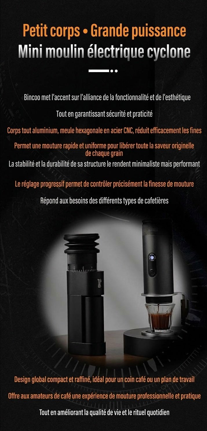 Moulin à café électrique Bincoo | Meules CNC de précision