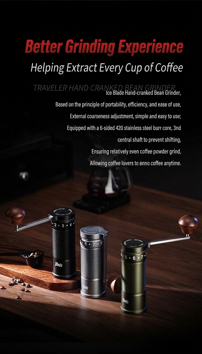 Bincoo SM01 Manual Coffee Grinder - Adjustable Burr