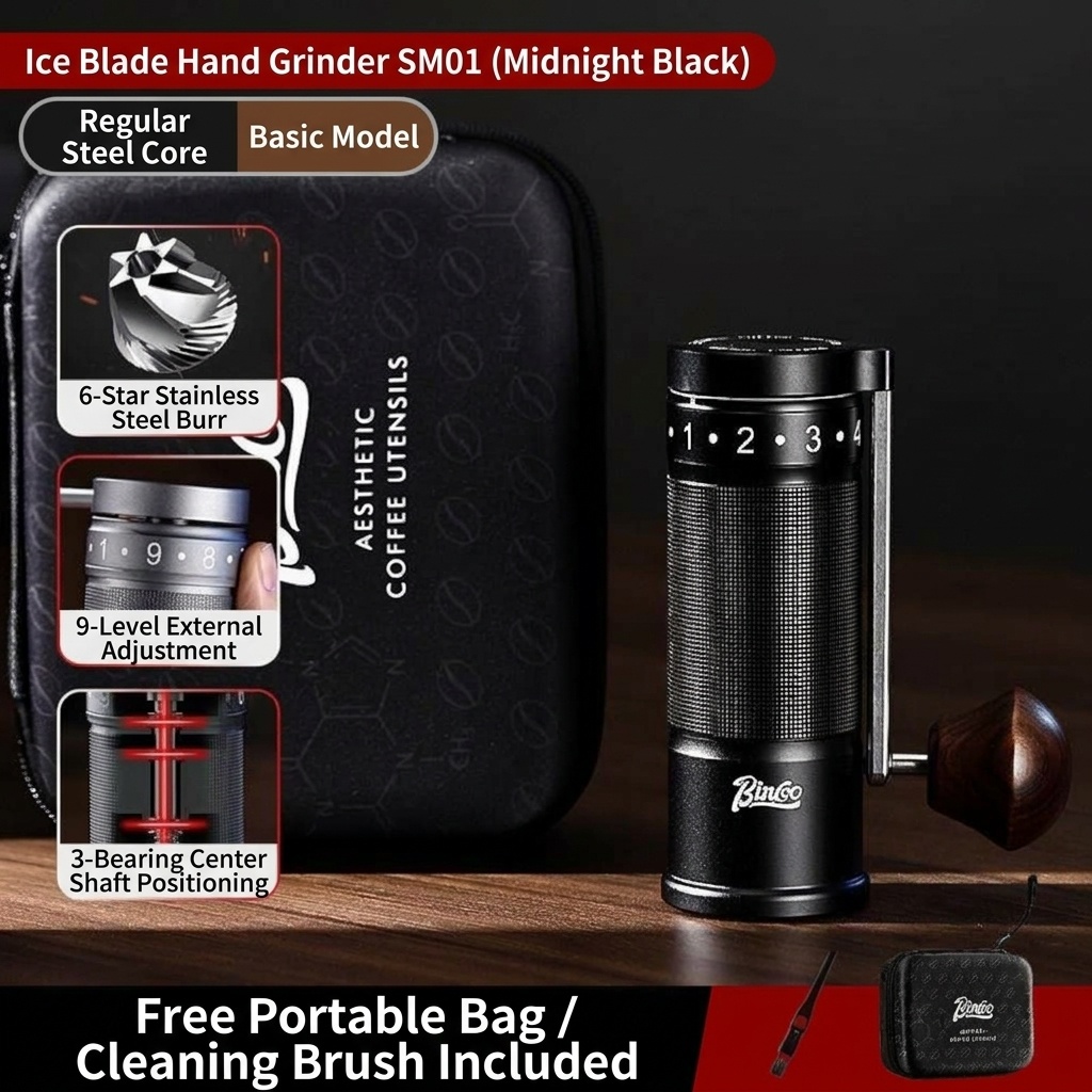 Bincoo SM01 Manual Coffee Grinder - Adjustable Burr