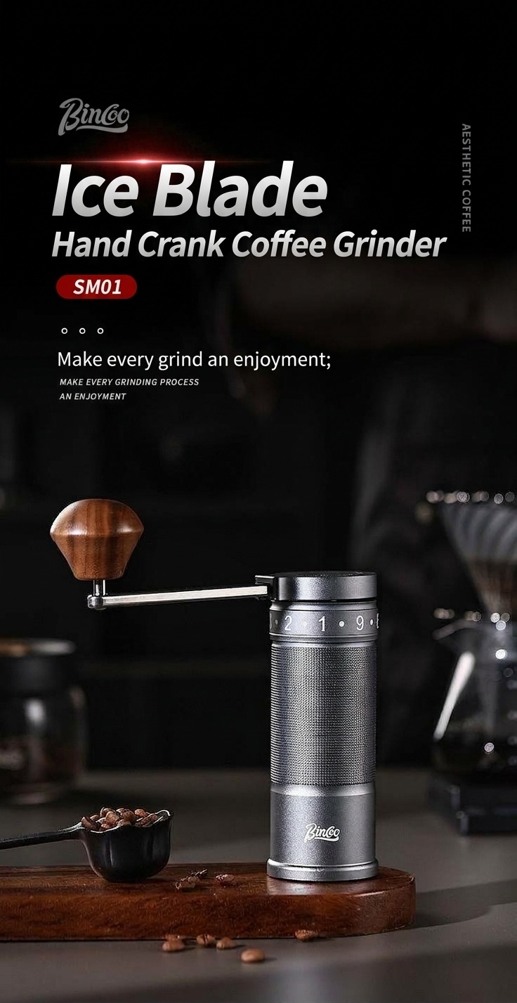 Bincoo SM01 Manual Coffee Grinder - Adjustable Burr