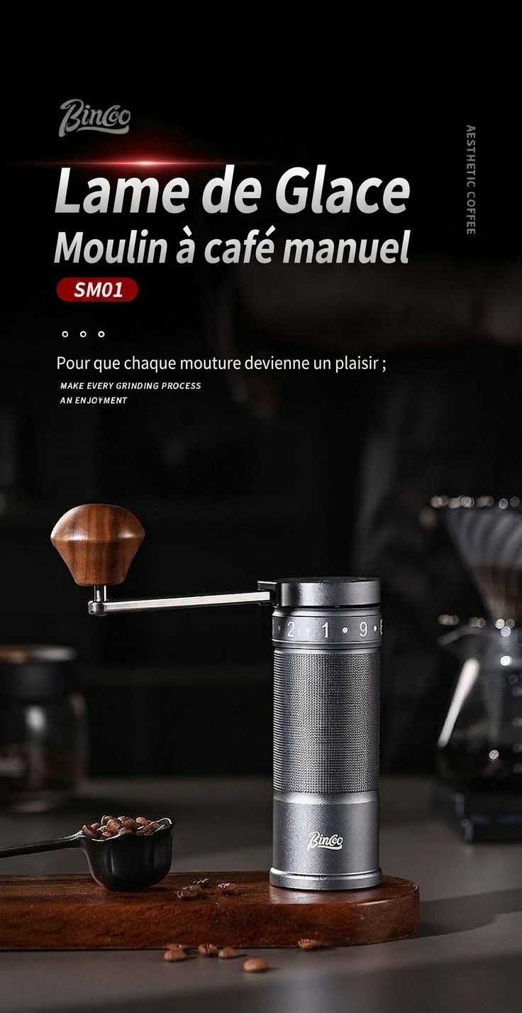 Moulin à café manuel Bincoo SM01 - Meules réglables