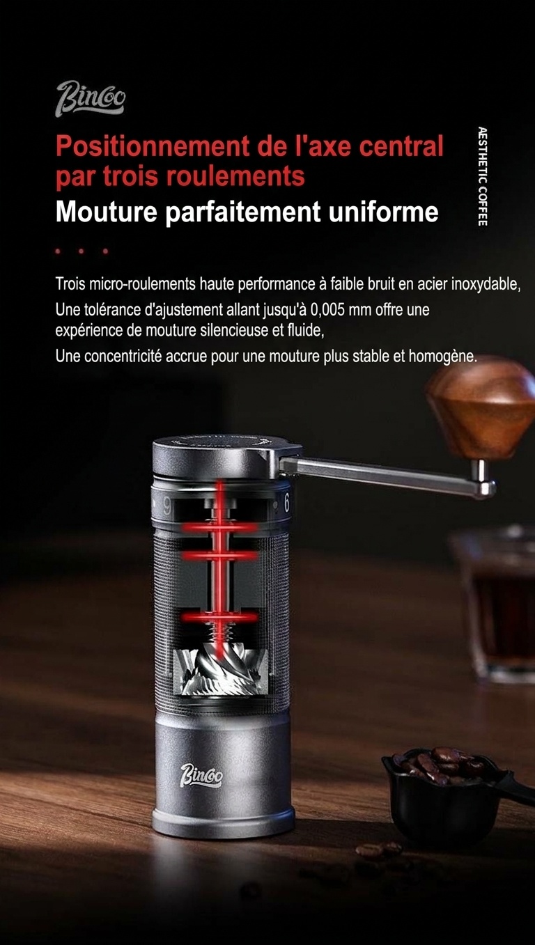 Moulin à café manuel Bincoo SM01 - Meules réglables