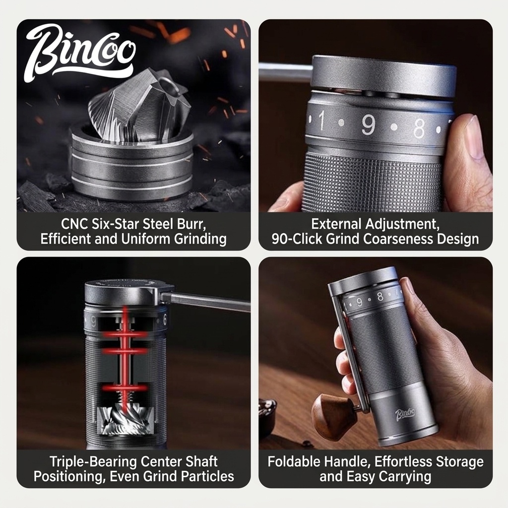 Bincoo SM01 Manual Coffee Grinder - Adjustable Burr