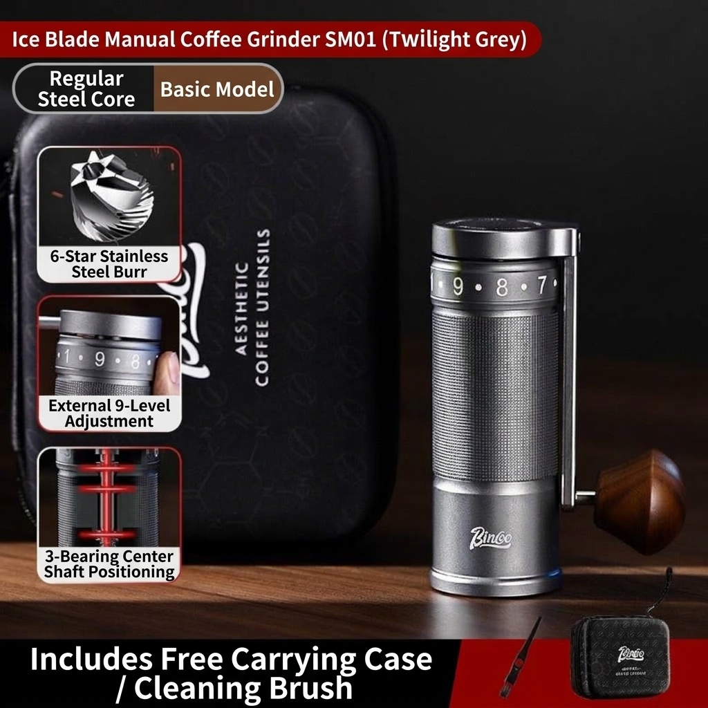 Bincoo SM01 Manual Coffee Grinder - Adjustable Burr