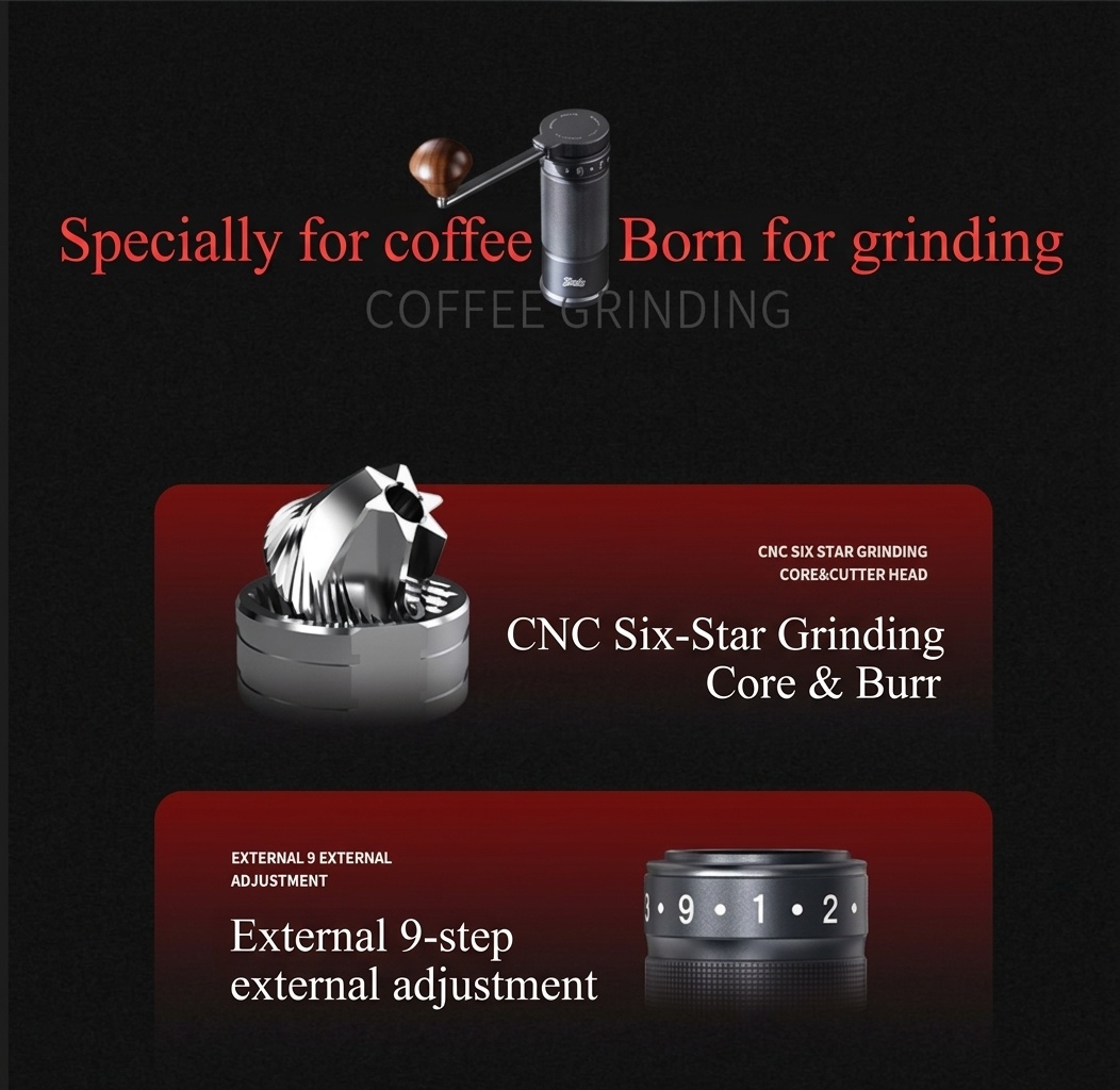 Bincoo SM01 Manual Coffee Grinder - Adjustable Burr