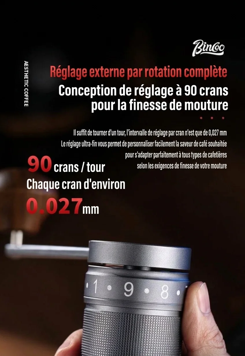 Moulin à café manuel Bincoo SM01 - Meules réglables