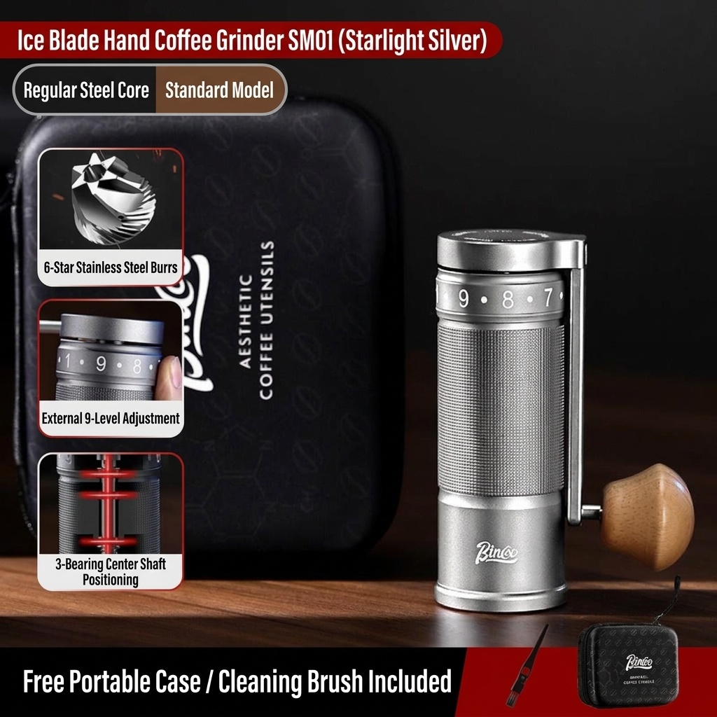 Bincoo SM01 Manual Coffee Grinder - Adjustable Burr
