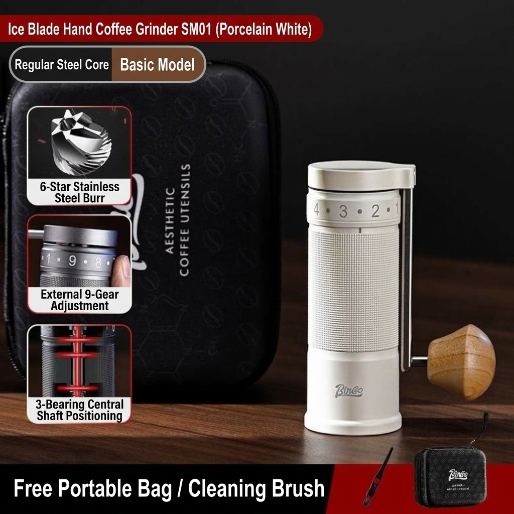 Bincoo SM01 Manual Coffee Grinder - Adjustable Burr