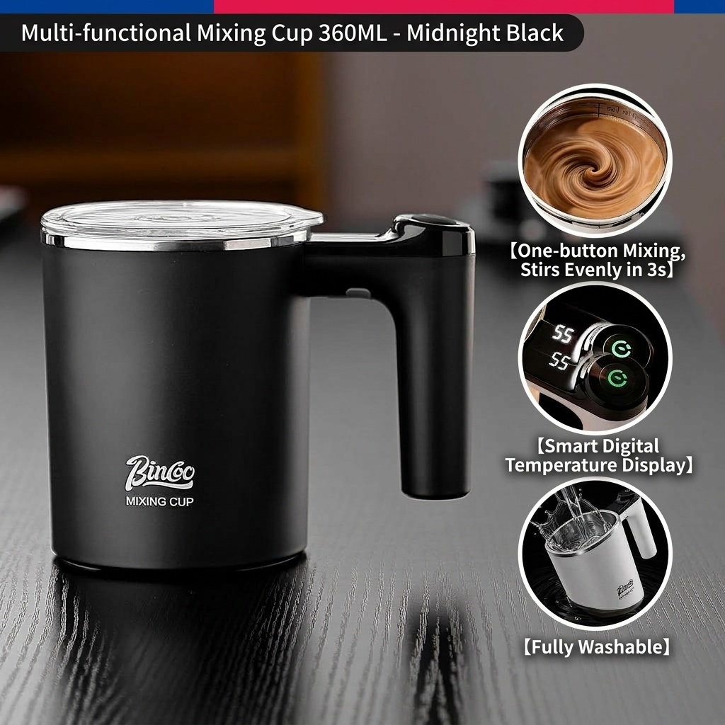 Bincoo Smart Self-Stirring Mug - Automatic Coffee Mixer & Frother