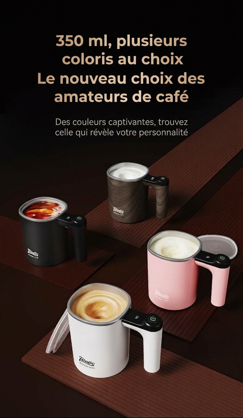 Mug mélangeur intelligent Bincoo - Mélangeur et mousseur à café automatique