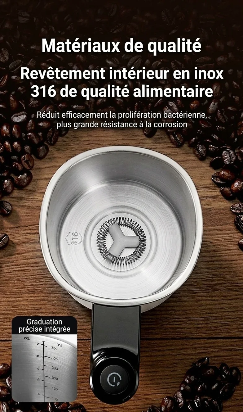 Mug mélangeur intelligent Bincoo - Mélangeur et mousseur à café automatique