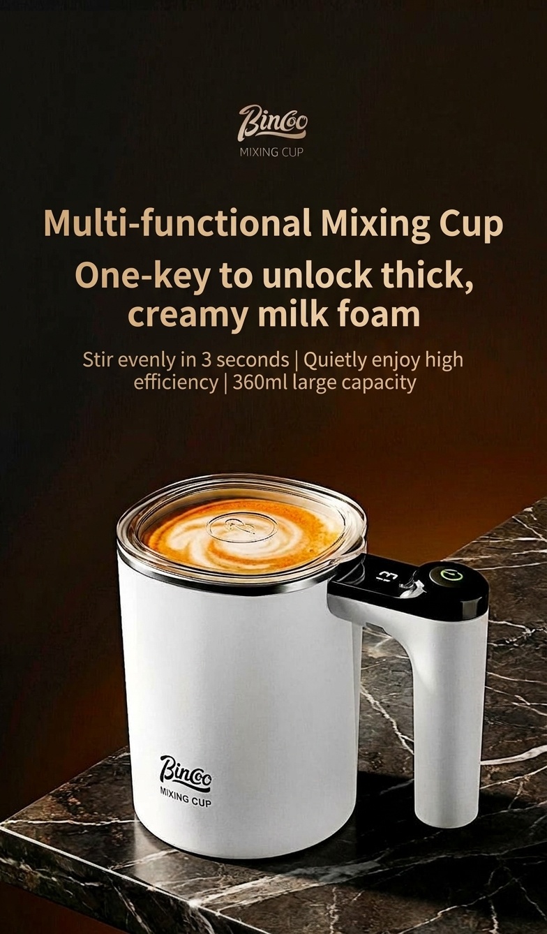 Bincoo Smart Self-Stirring Mug - Automatic Coffee Mixer & Frother
