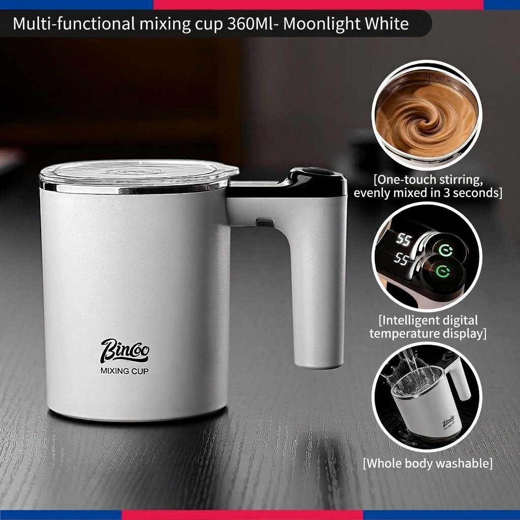 Bincoo Smart Self-Stirring Mug - Automatic Coffee Mixer & Frother