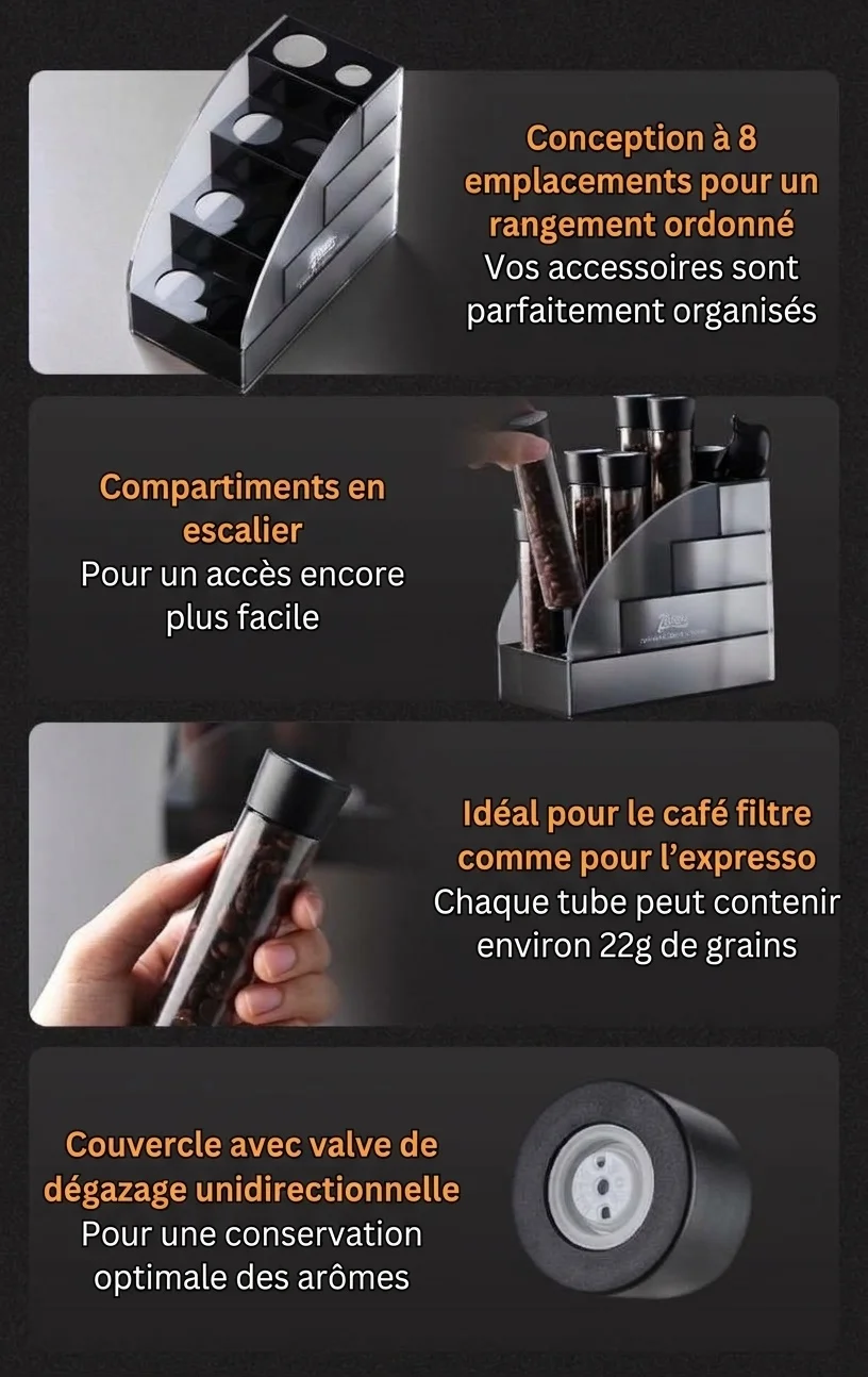 Coffret de conservation hermétique pour grains de café Binco Premium à dose unique