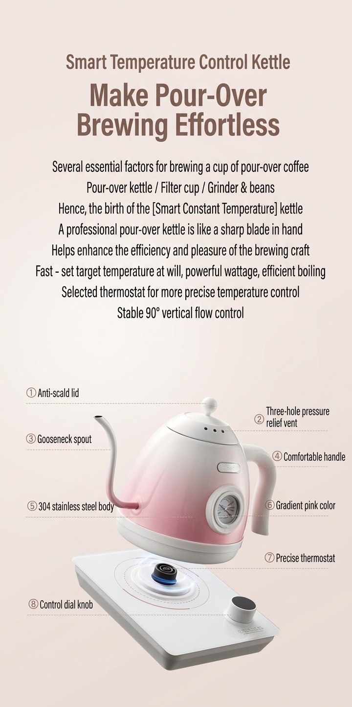 BinCo Smart Electric Gooseneck Kettle with Temp Control
