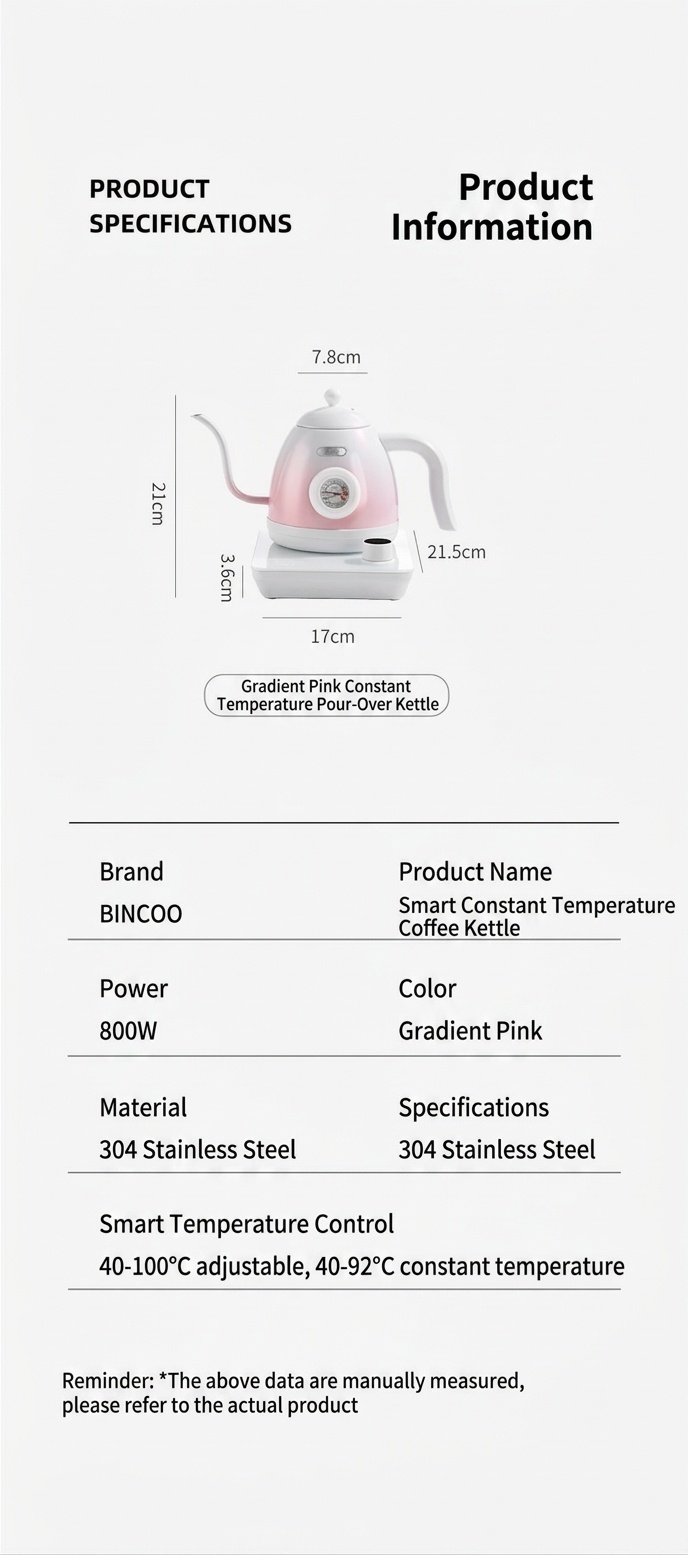 BinCo Smart Electric Gooseneck Kettle with Temp Control