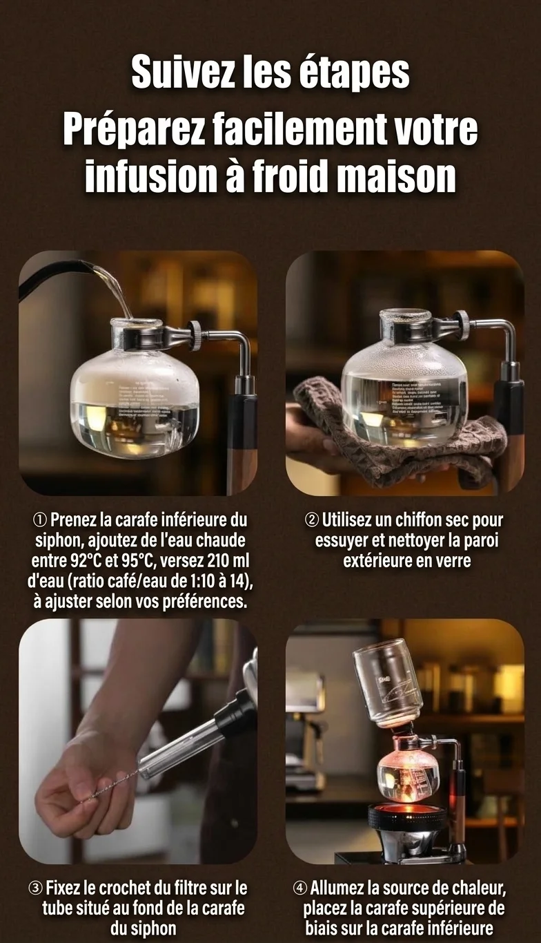 Cafetière à siphon Bincoo Premium avec réchaud Light Wave