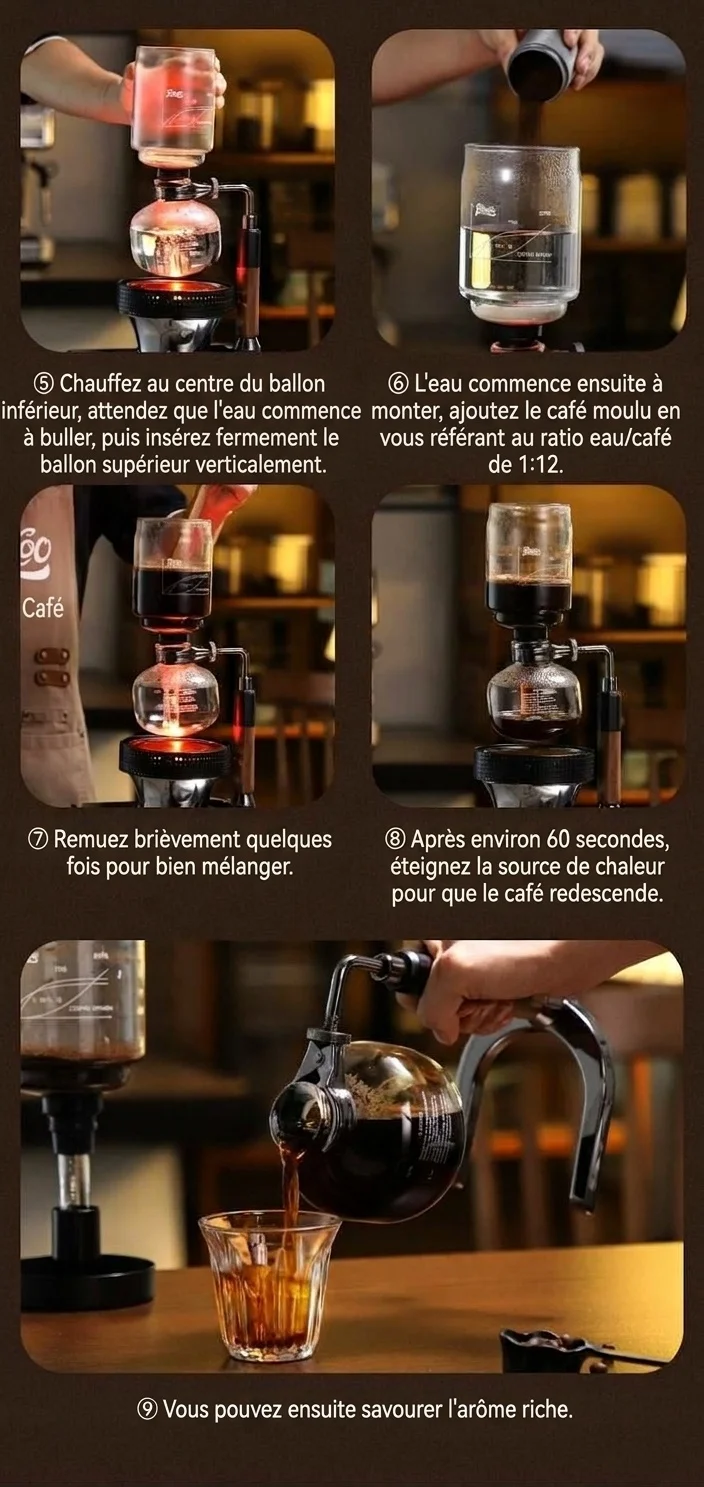 Cafetière à siphon Bincoo Premium avec réchaud Light Wave