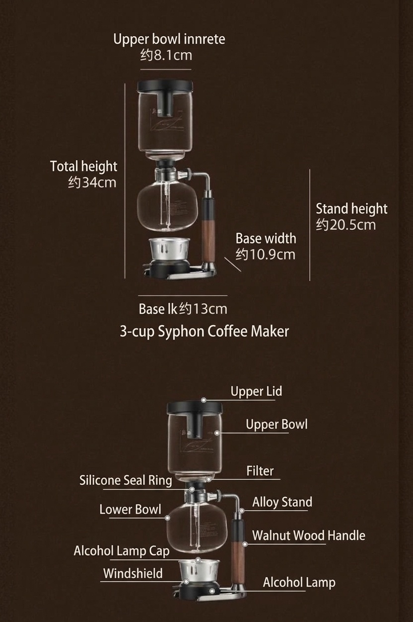 Bincoo Premium Siphon Coffee Maker with Light Wave Stove