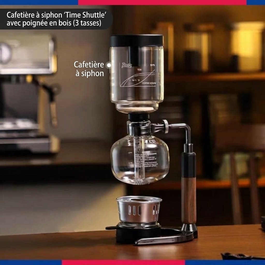 Cafetière à siphon Bincoo Premium avec réchaud Light Wave