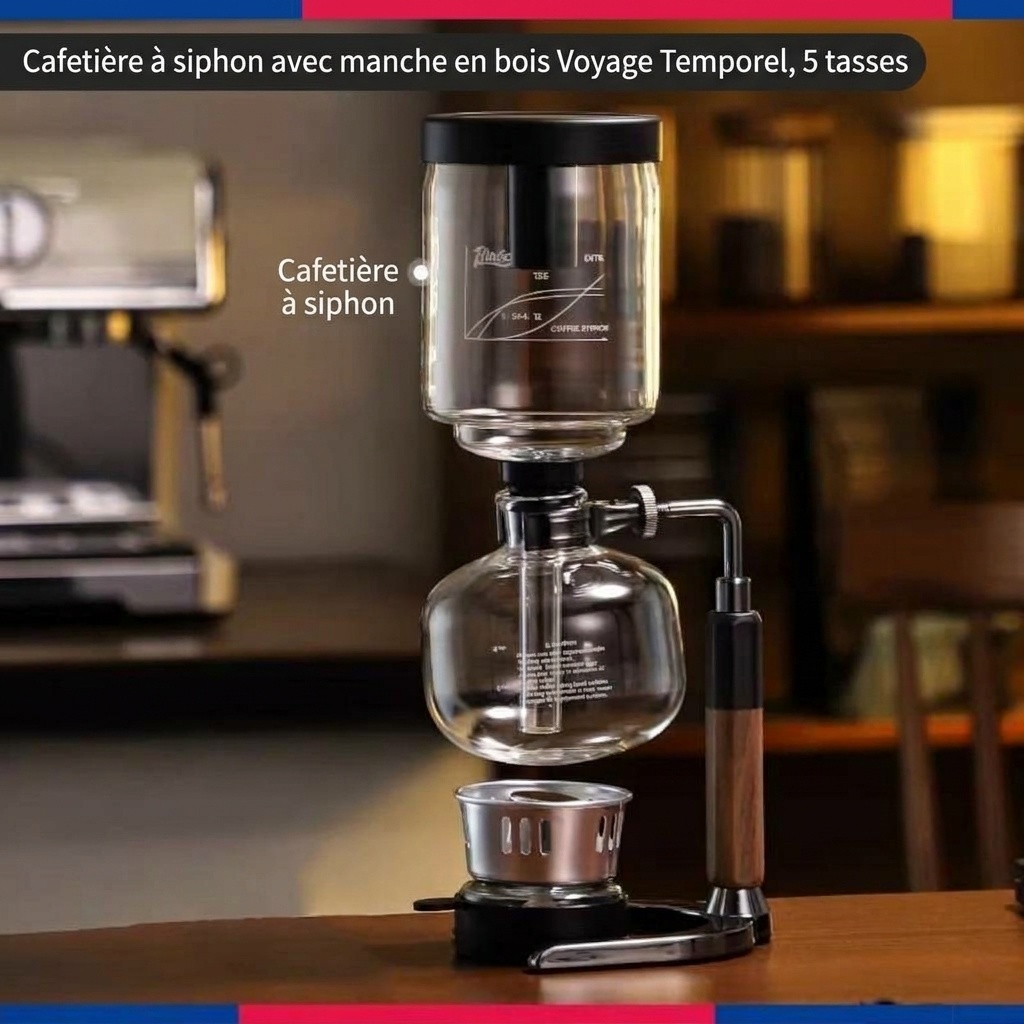 Cafetière à siphon Bincoo Premium avec réchaud Light Wave