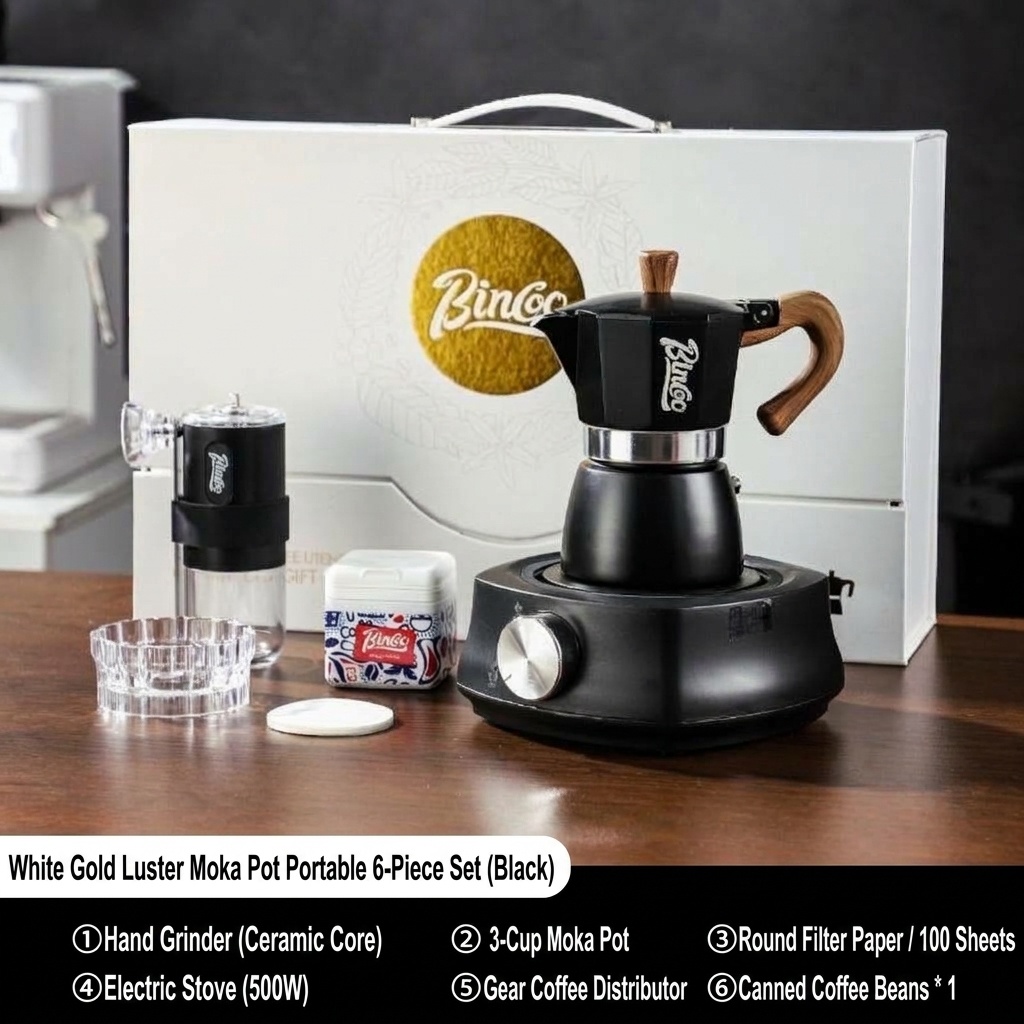 Bincoo Moka Pot Coffee Maker Set with Electric Stove & Grinder