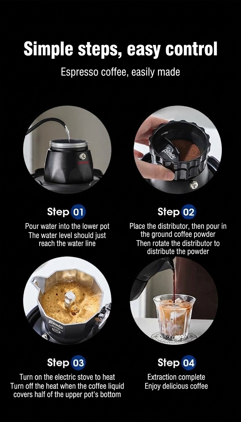 Bincoo Moka Pot Coffee Maker Set with Electric Stove & Grinder
