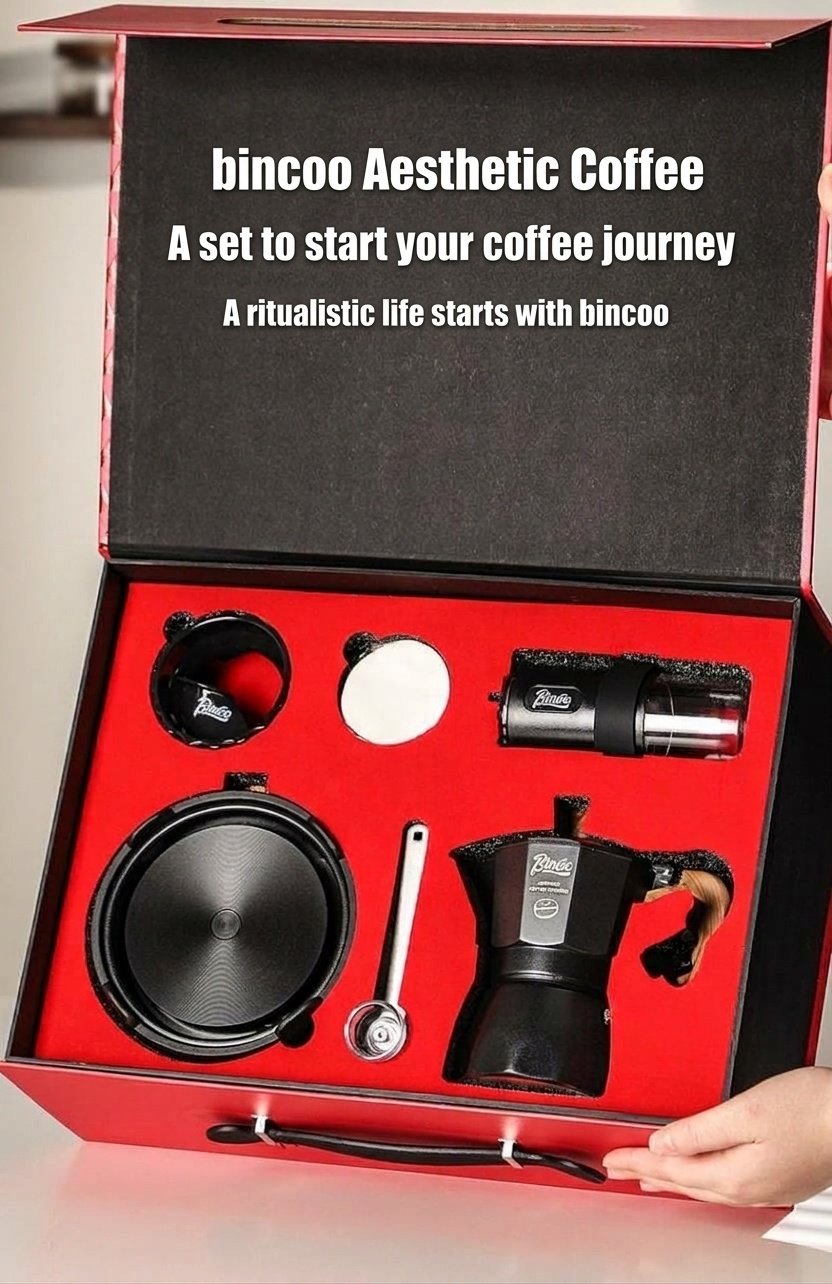 Bincoo Moka Pot Coffee Maker Set with Electric Stove & Grinder