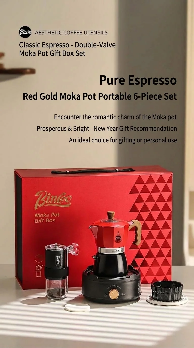 Bincoo Moka Pot Coffee Maker Set with Electric Stove & Grinder