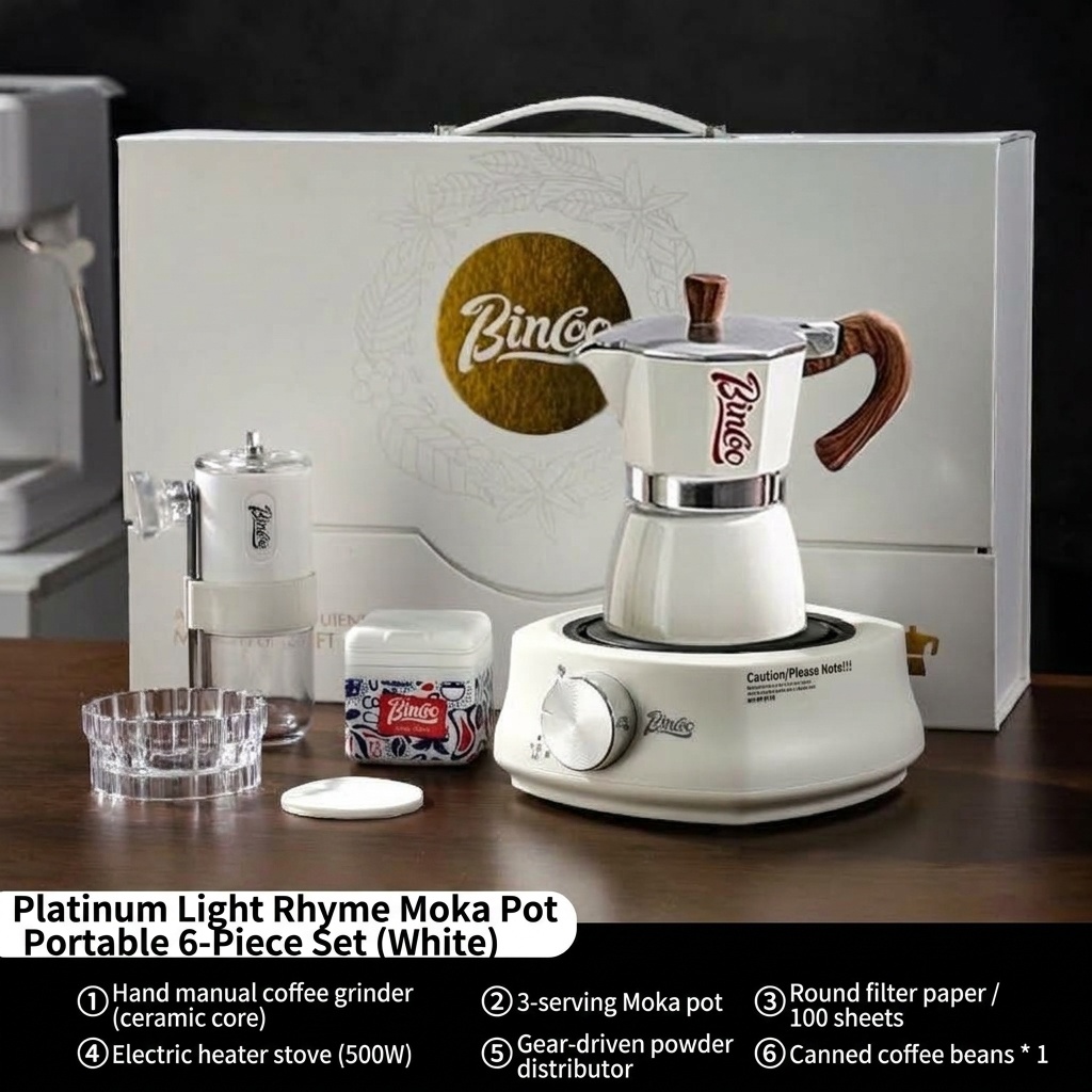 Bincoo Moka Pot Coffee Maker Set with Electric Stove & Grinder