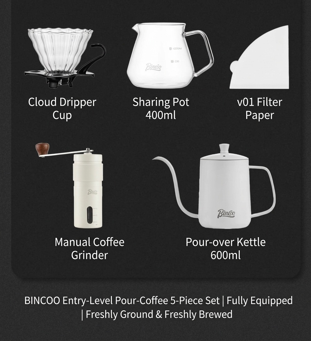 Premium Hand Brewed Coffee Kit - Gooseneck Kettle & Grinder