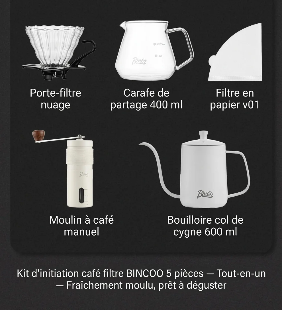 Kit de café filtre haut de gamme - Bouilloire à col de cygne et moulin à café