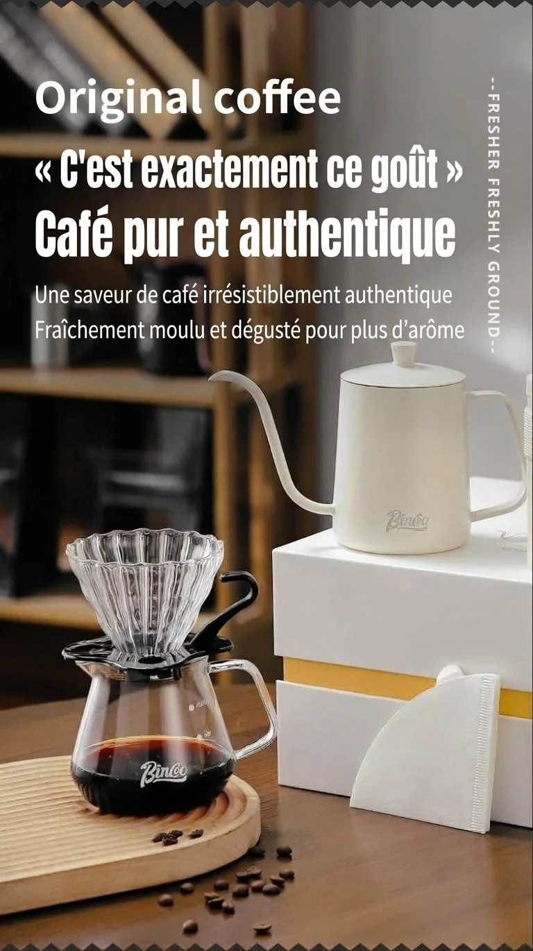 Kit de café filtre haut de gamme - Bouilloire à col de cygne et moulin à café