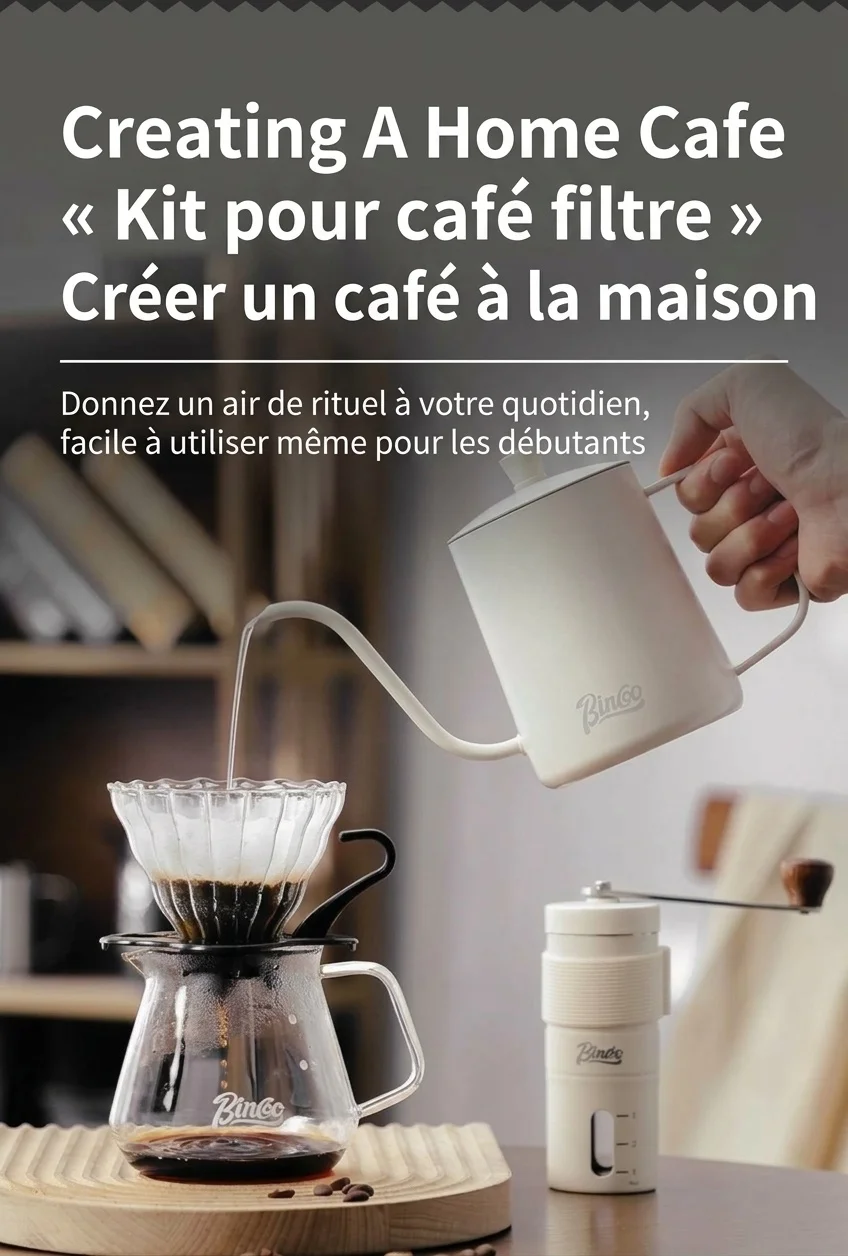 Kit de café filtre haut de gamme - Bouilloire à col de cygne et moulin à café