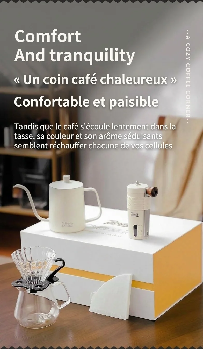 Kit de café filtre haut de gamme - Bouilloire à col de cygne et moulin à café