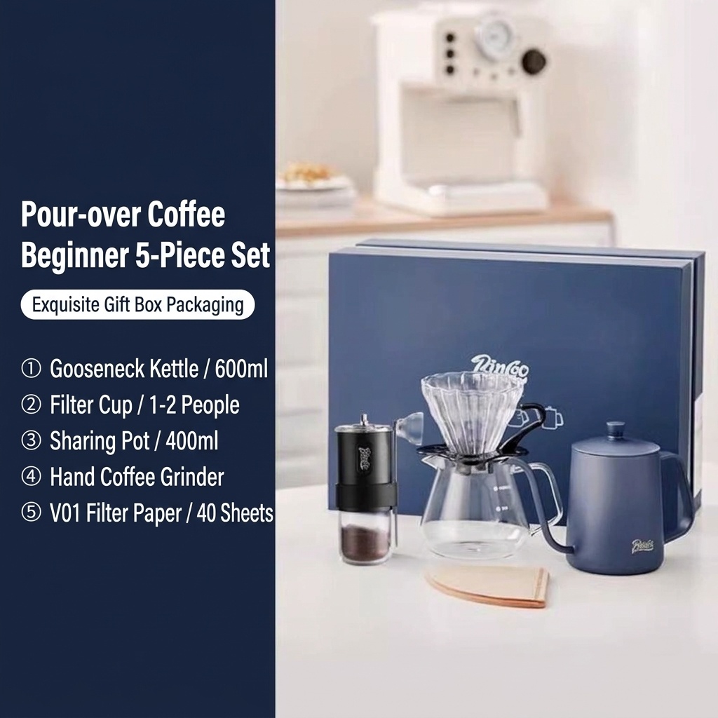 Premium Hand Brewed Coffee Kit - Gooseneck Kettle & Grinder