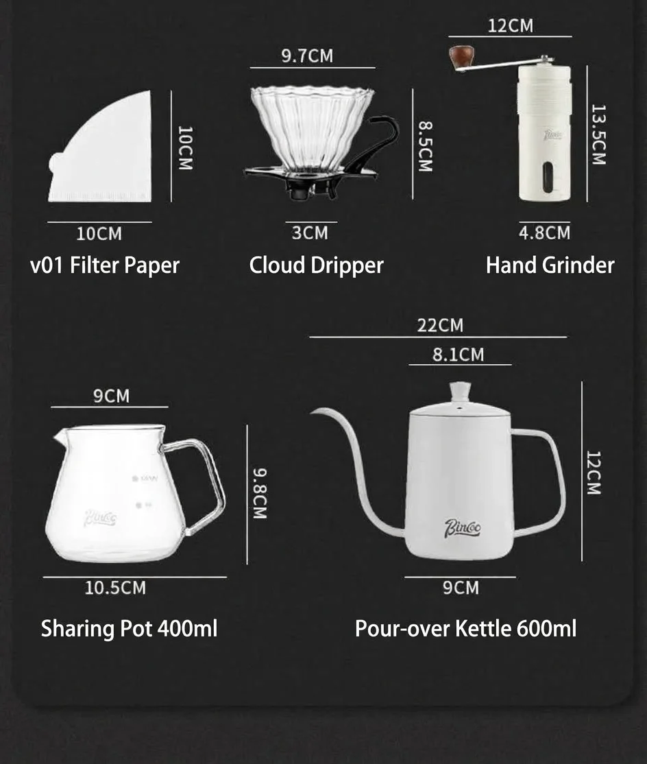 Premium Hand Brewed Coffee Kit - Gooseneck Kettle & Grinder