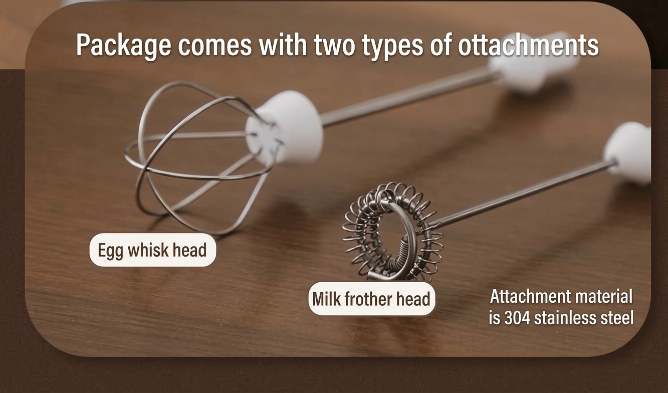 BinCoo Handheld Electric Milk Frother & Whisk - USB-C Rechargeable
