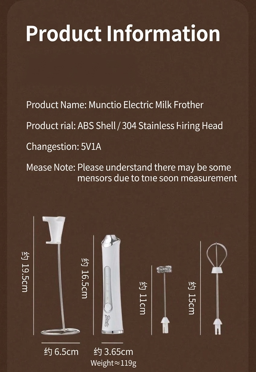 BinCoo Handheld Electric Milk Frother & Whisk - USB-C Rechargeable