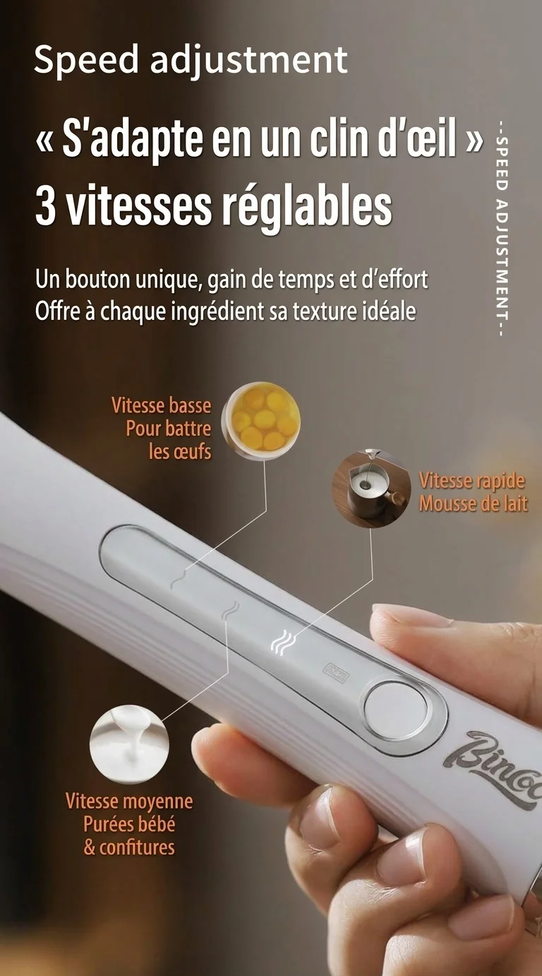 Mousseur à lait et fouet électrique portable BinCoo - Rechargeable par USB-C