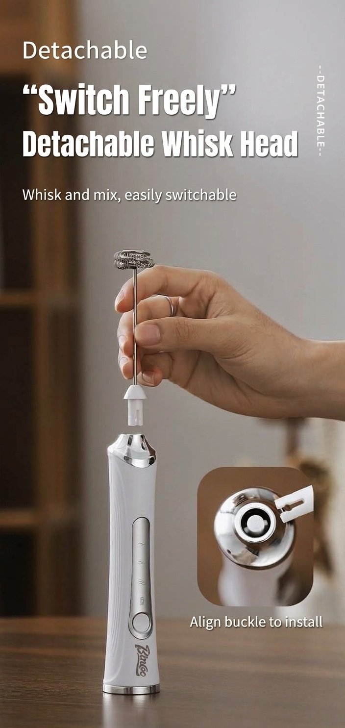 BinCoo Handheld Electric Milk Frother & Whisk - USB-C Rechargeable