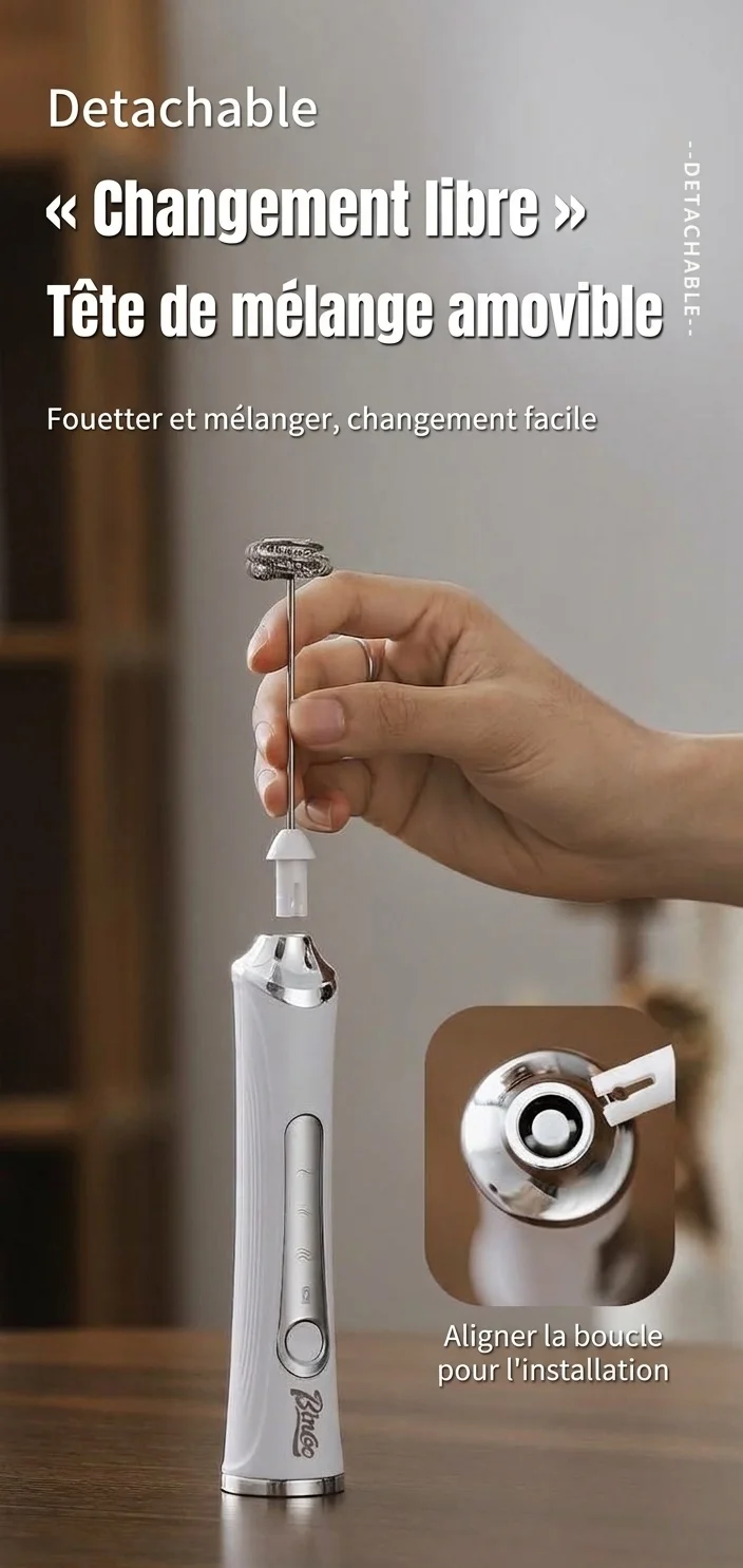 Mousseur à lait et fouet électrique portable BinCoo - Rechargeable par USB-C