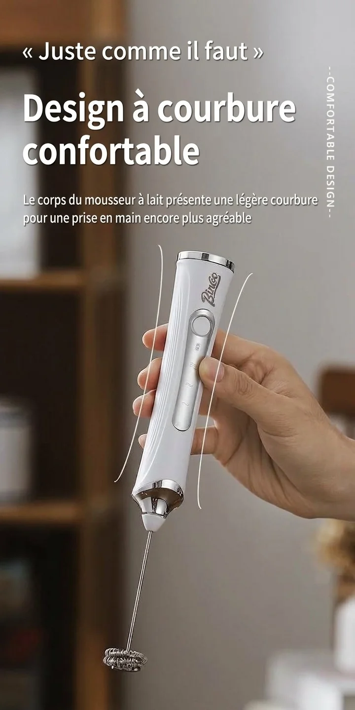 Mousseur à lait et fouet électrique portable BinCoo - Rechargeable par USB-C