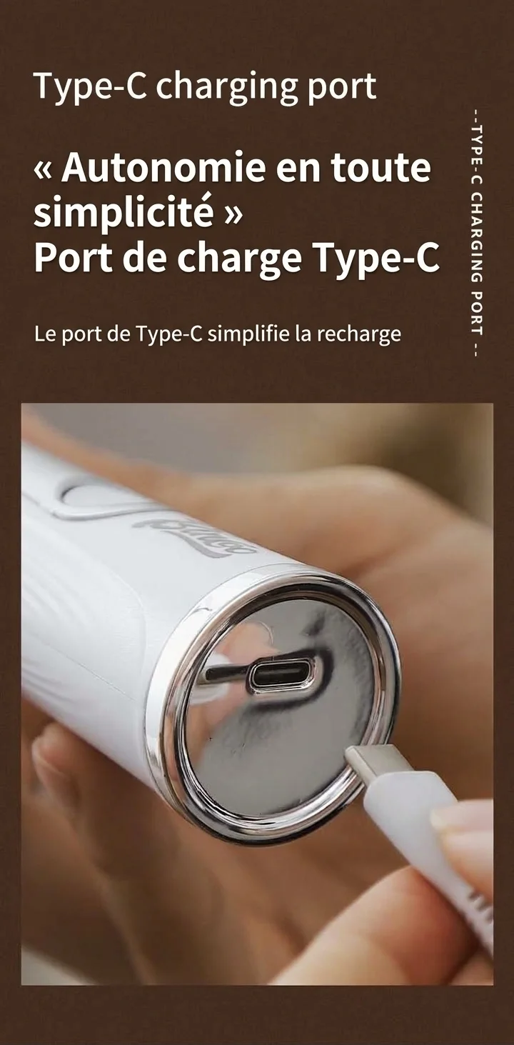 Mousseur à lait et fouet électrique portable BinCoo - Rechargeable par USB-C