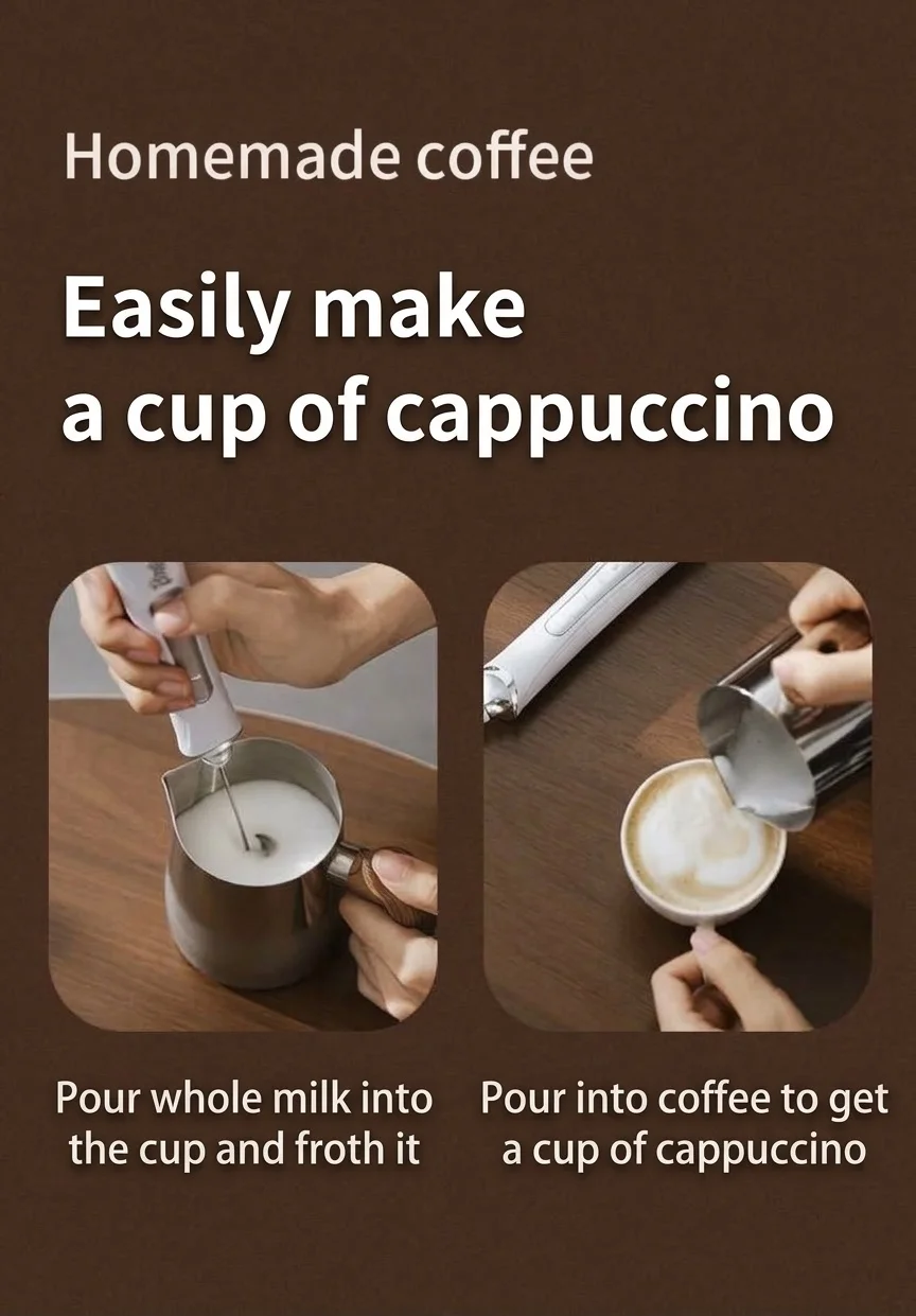 BinCoo Handheld Electric Milk Frother & Whisk - USB-C Rechargeable